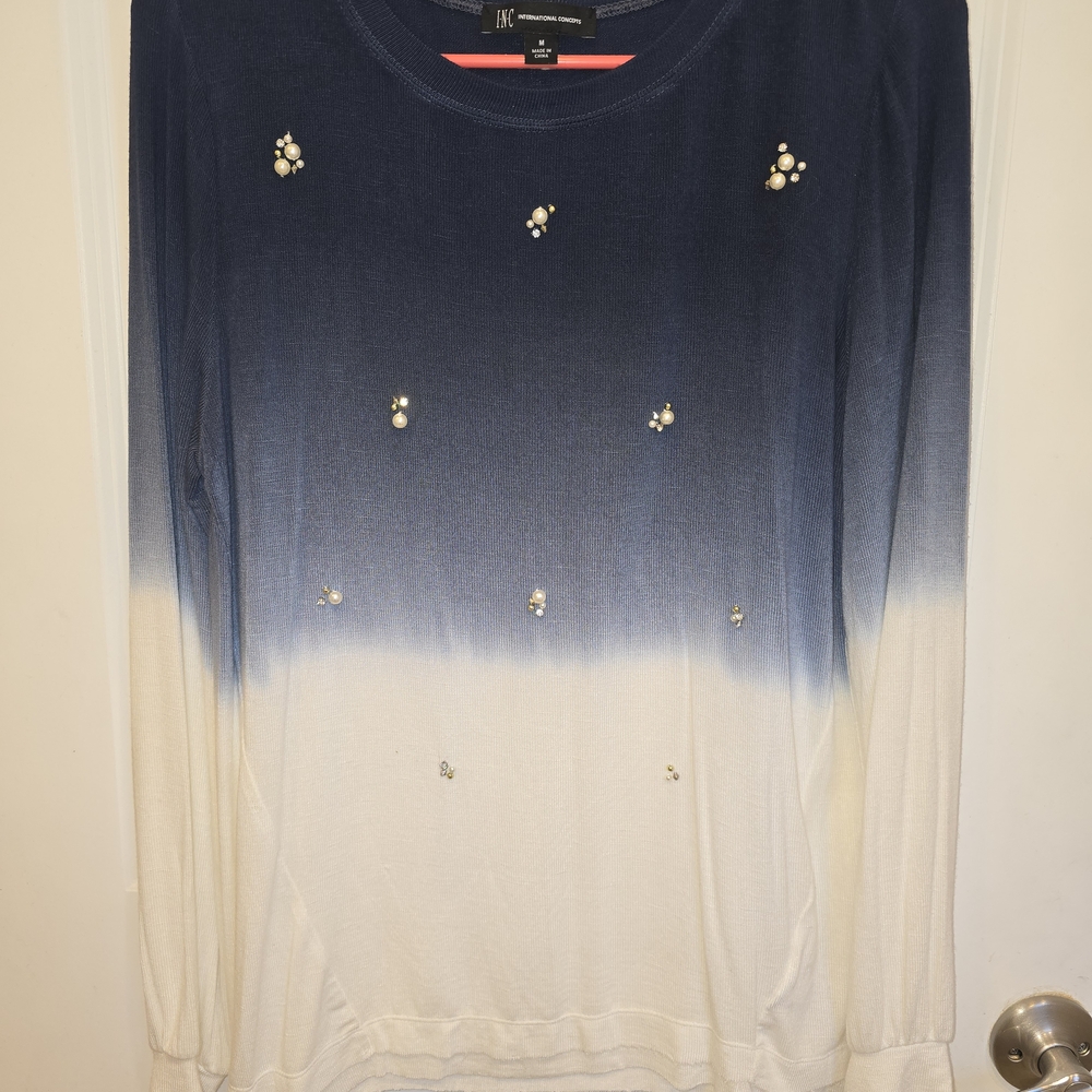 INC International Concepts Navy Knit Top